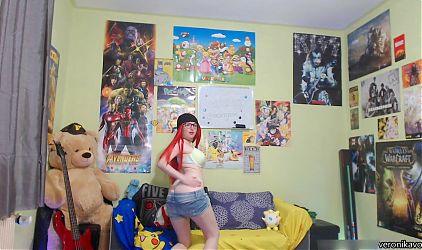 Pokemon Go Master Misty getting naked dancing making a hot Striptease and flashing big ass and tight pussy in doggy 