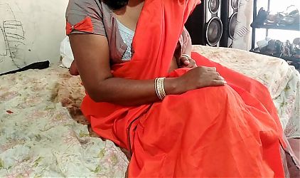 Indian Desi Sexy Wife Dammi with Red saree