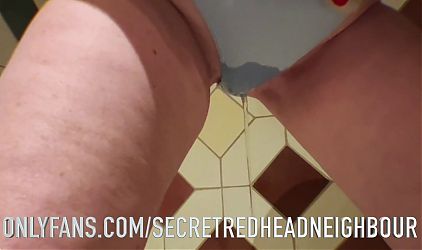 Hairy Redhead Wife Pissing throuh Panties In Public Toilet